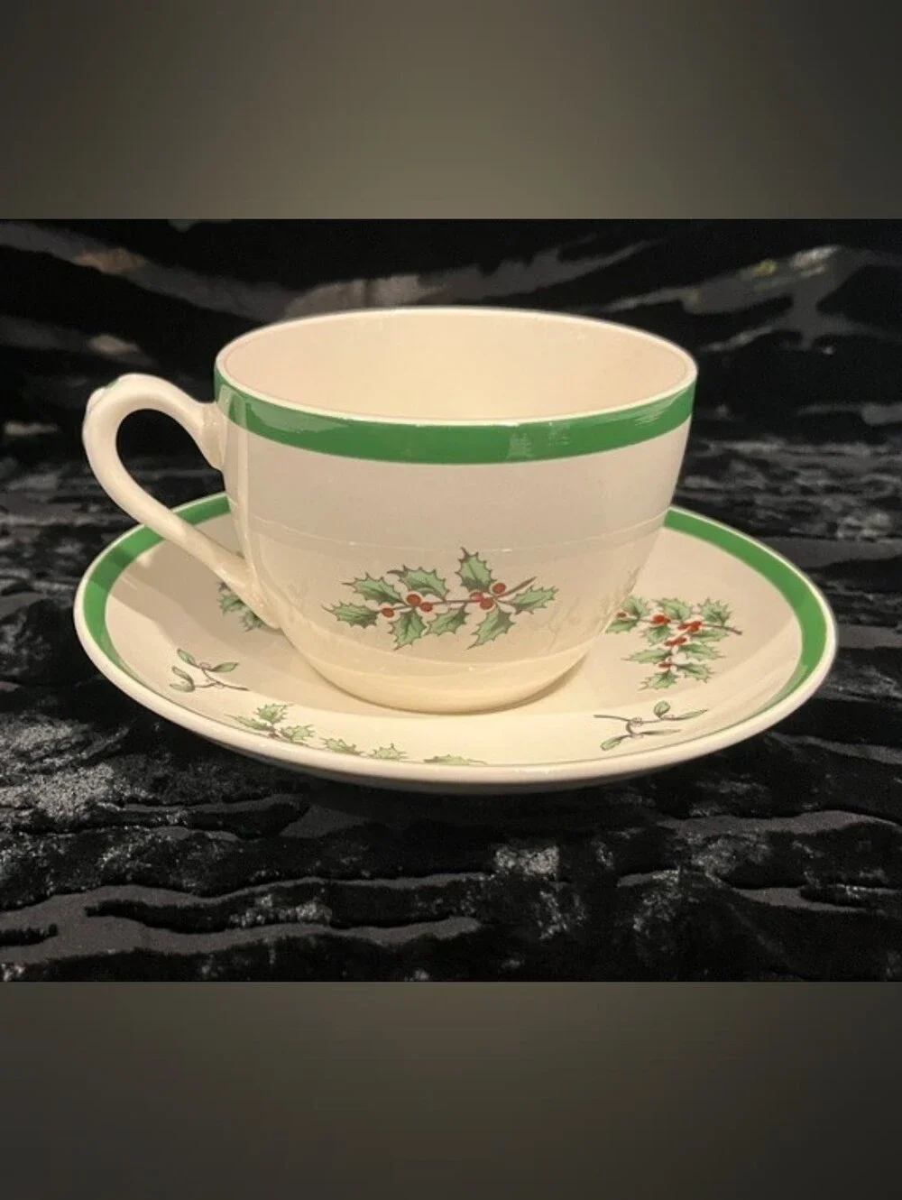 Vintage Pre-1994 Spode Christmas Tree Cup & Saucer Set English Made EUC